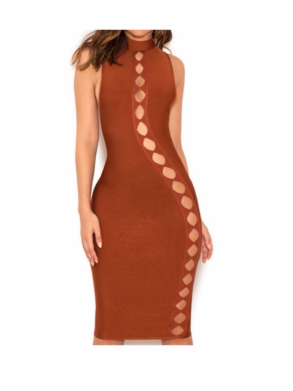 House of CB Rust Cutout Midi Dress